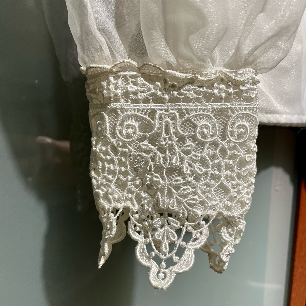 Scott McClintock Sportswear Vintage 80s White Lace Victorian Blouse Top Size 4 - Picture 5 of 8